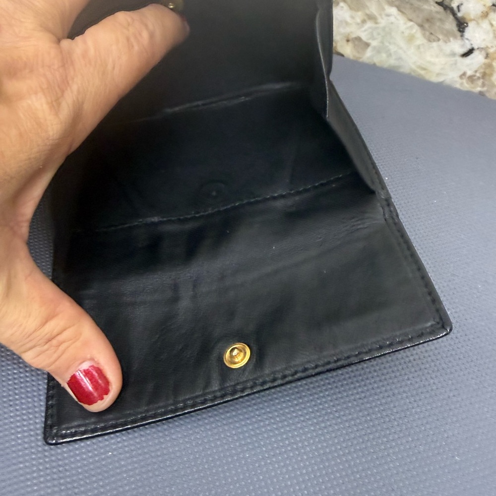 EUC Nina Ricci Lambskin Leather Black Red Bow Trifold Luxury Wallet - Picture 7 of 8